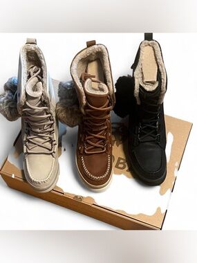 Manitobah Shearling-Lined Winter Boots - White, Brown, Black